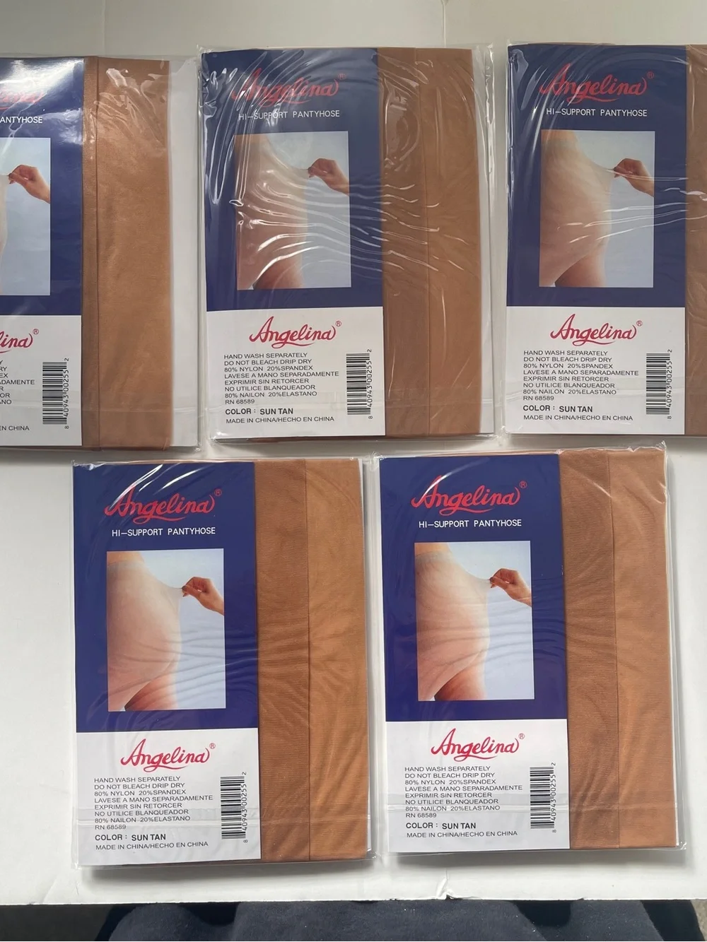 Angelina Hi-Support Pantyhose - Nude, M-L, (5 pack)